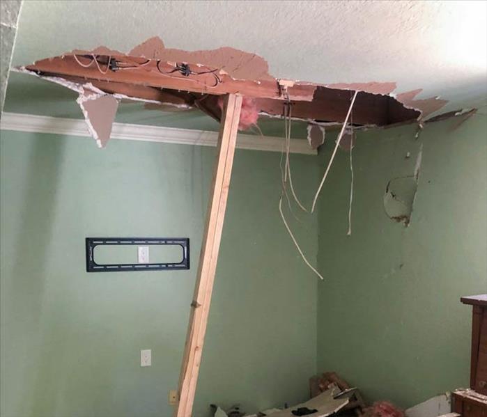 Collapsed roof after water damage